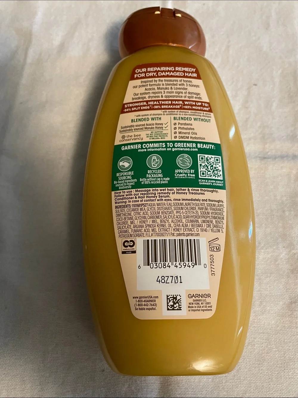 Garnier Whole Blends Honey Treasures Shampoo - Yellow with Gold Accents